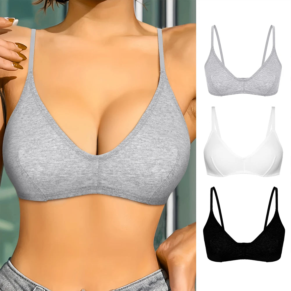 Varsbaby Women Wireless Unlined Bra Simple Sports Bralette Everyday Soft Black Grey Brown White Bra for Lady