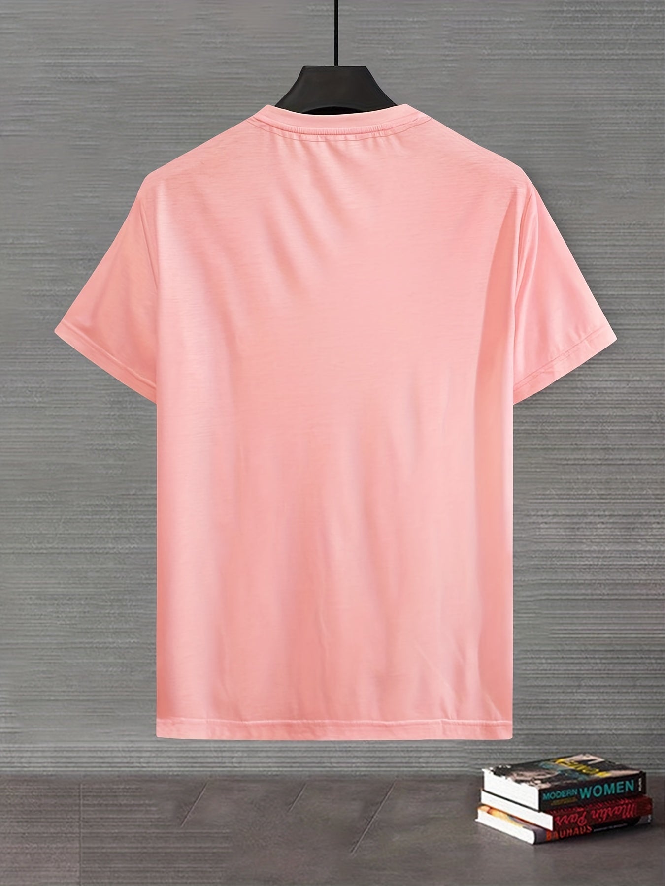 Landscape Painting Pattern Men's T-shirt, Creative Streetwear, Comfy Chic Casual Top, Plus Size Men Clothing