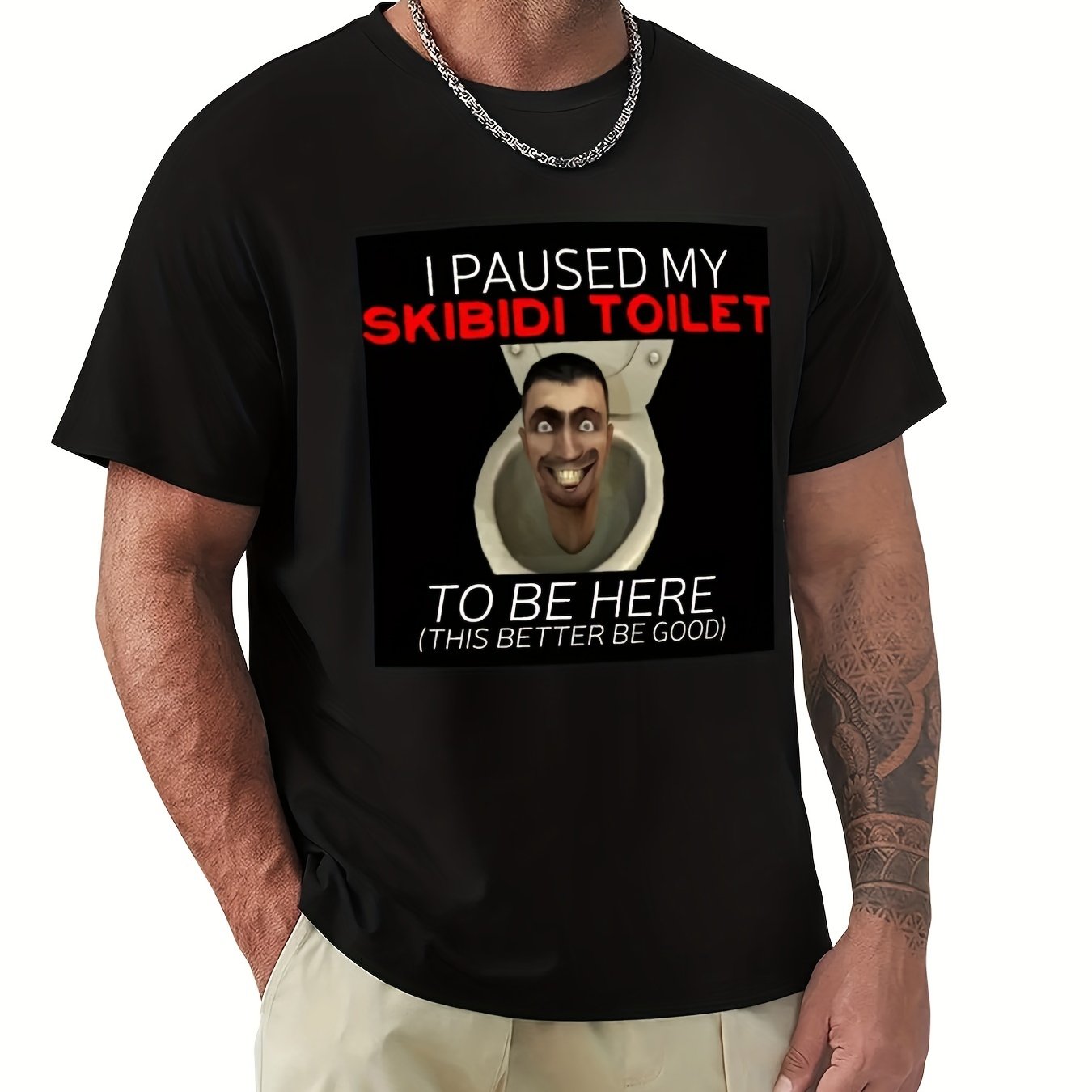 Boys Whites Summer Clothes Anime Clothes Men'S T-shirt I Paused My Skibidi Toilet To Be Here Meme T-Shirt Men Clothing 220g