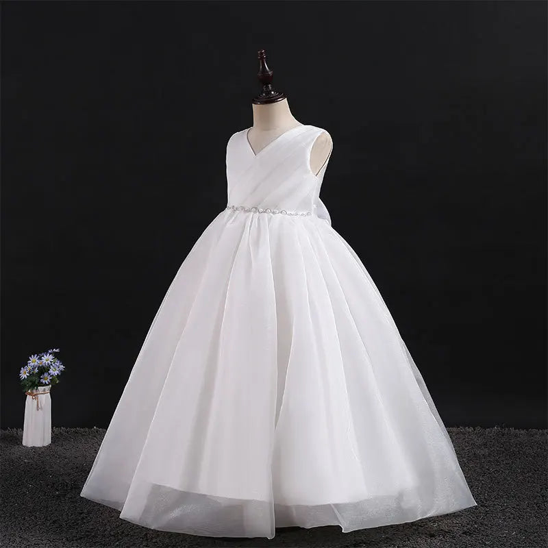 HETISO Kids Dresses Children Elegant Long Prom Tulle Gowns New Girl Princess Dress Teen Wedding Bridesmaid Costume 3-12 Years