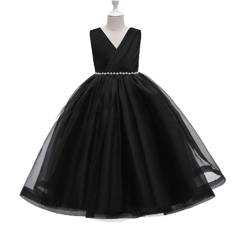 HETISO Kids Dresses Children Elegant Long Prom Tulle Gowns New Girl Princess Dress Teen Wedding Bridesmaid Costume 3-12 Years