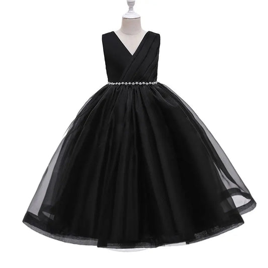 HETISO Kids Dresses Children Elegant Long Prom Tulle Gowns New Girl Princess Dress Teen Wedding Bridesmaid Costume 3-12 Years