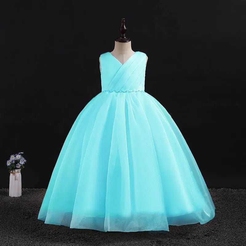HETISO Kids Dresses Children Elegant Long Prom Tulle Gowns New Girl Princess Dress Teen Wedding Bridesmaid Costume 3-12 Years