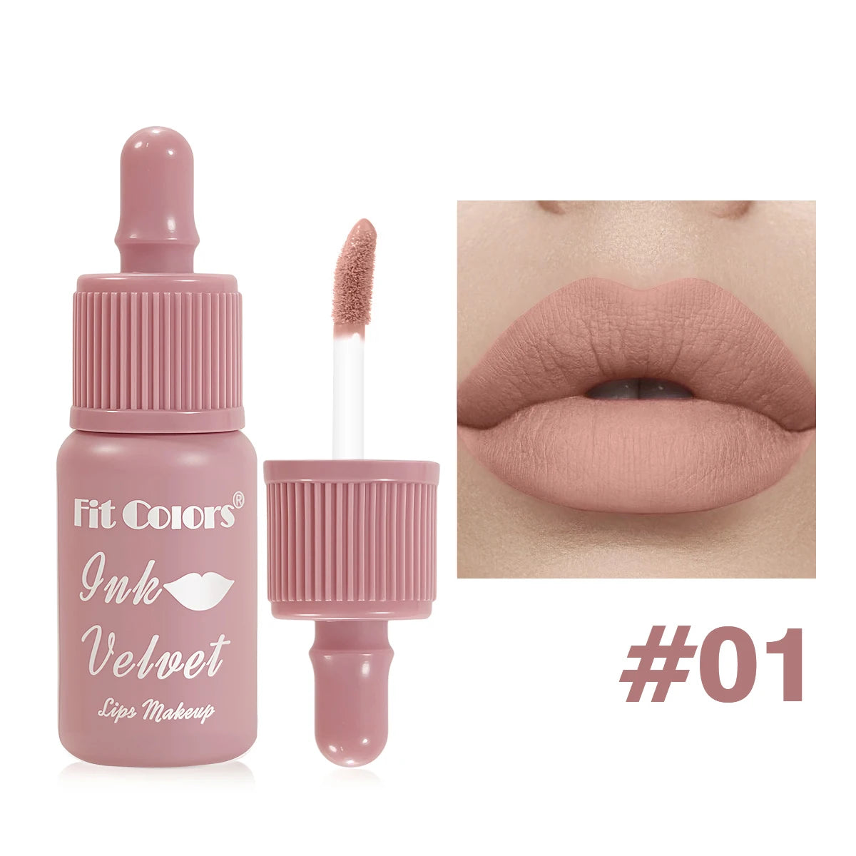 FIT COLORS 6 Color Matte Velvet Liquid Lip Gloss Long Lasting Non-Stick Cup Waterproof Intense Color Showing Lip Mud