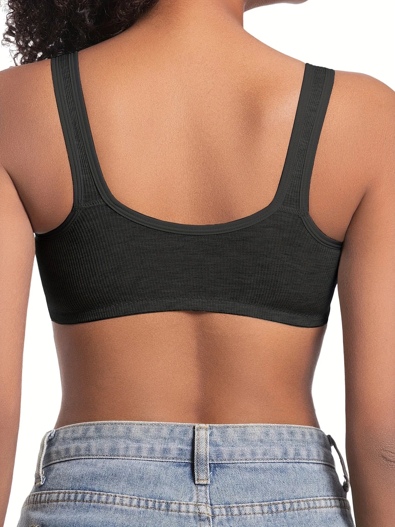 Women's Bra Wire-Free Front Closure Solid Color Full Coverage Fixed Cups More Considerate for Middle-Aged And Elderly Individual