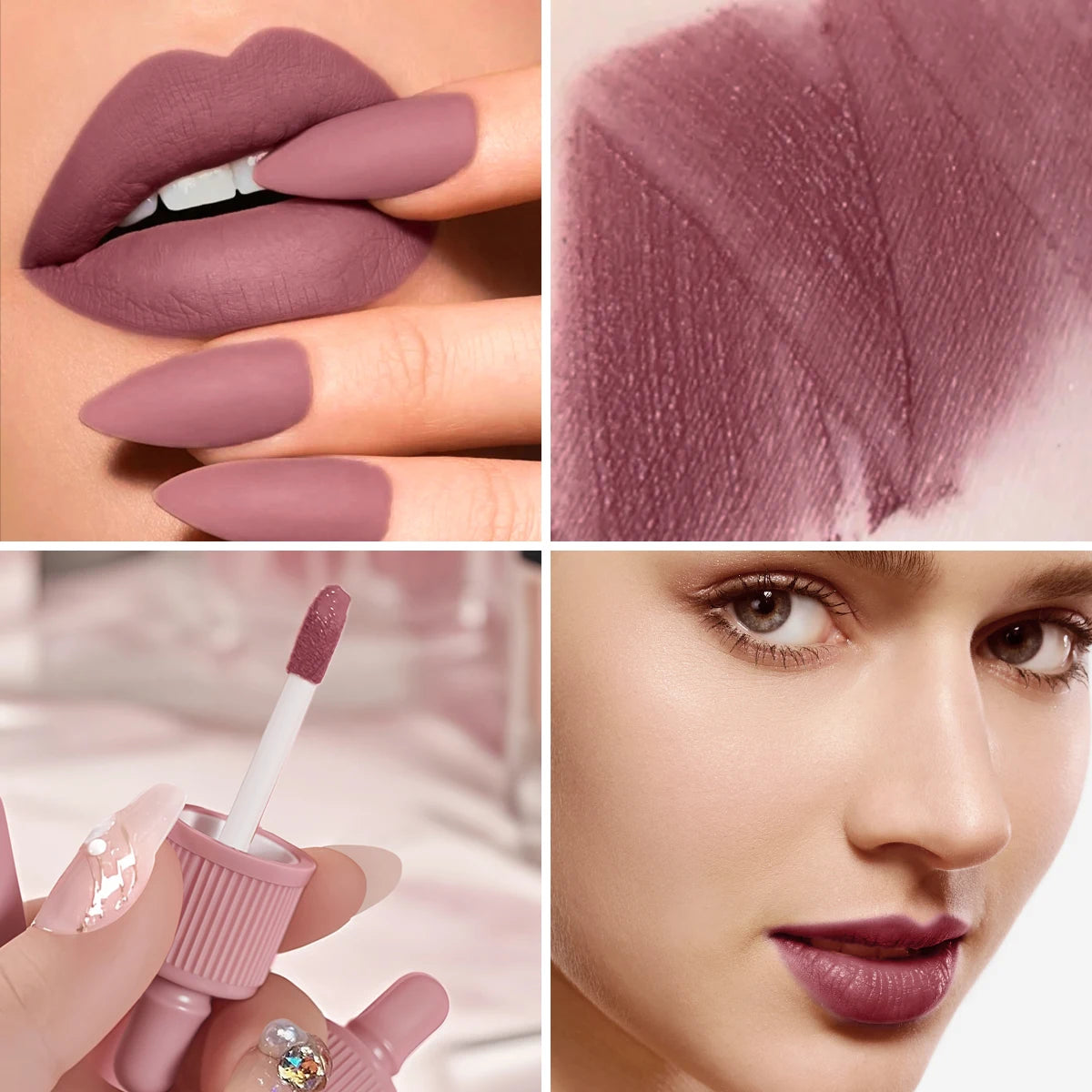 FIT COLORS 6 Color Matte Velvet Liquid Lip Gloss Long Lasting Non-Stick Cup Waterproof Intense Color Showing Lip Mud