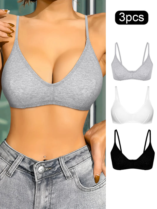 Varsbaby Women Wireless Unlined Bra Simple Sports Bralette Everyday Soft Black Grey Brown White Bra for Lady