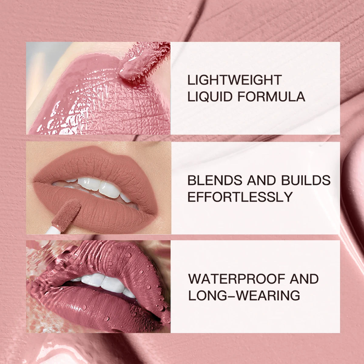 FIT COLORS 6 Color Matte Velvet Liquid Lip Gloss Long Lasting Non-Stick Cup Waterproof Intense Color Showing Lip Mud