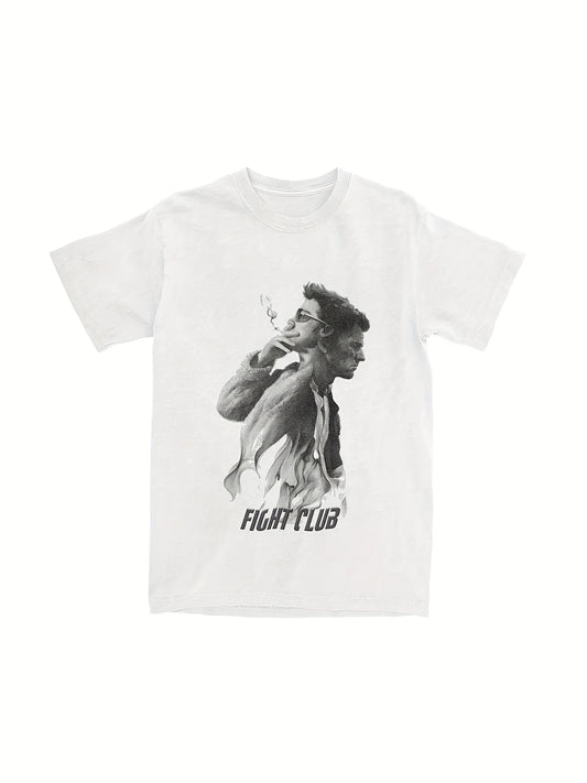 Creative Pure Cotton Printed Tee Fight Club Apparel TShirts Streetwear For Men Oversized Men Clothing Harajuku Graphic T Shirts 220g