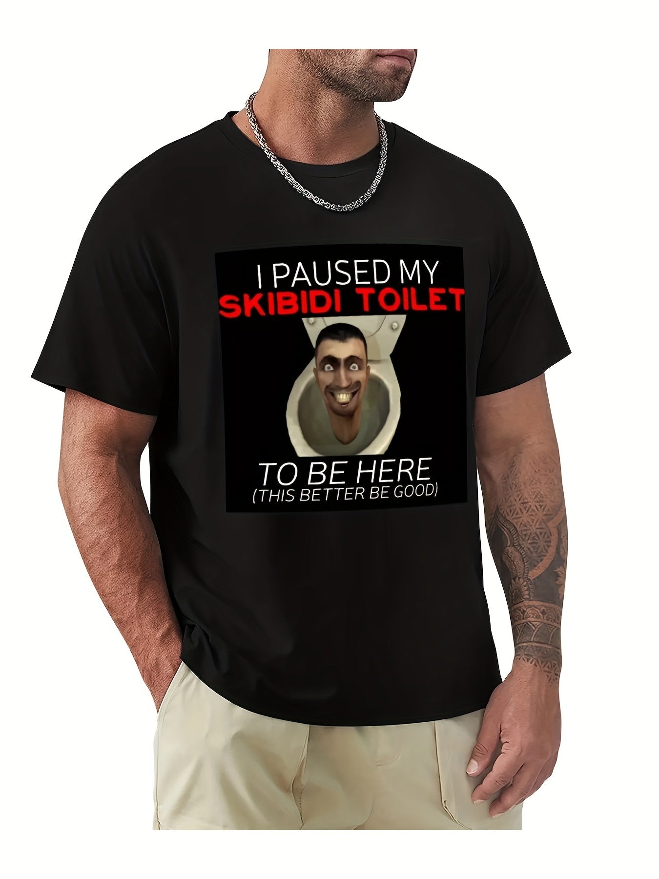 Boys Whites Summer Clothes Anime Clothes Men'S T-shirt I Paused My Skibidi Toilet To Be Here Meme T-Shirt Men Clothing 220g